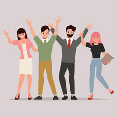 Fototapeta premium Business teamwork flat character. Animation cartoon vector.