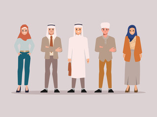 Arab and muslim character people flat vector design.