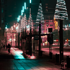 Katowice nocą - świąteczne