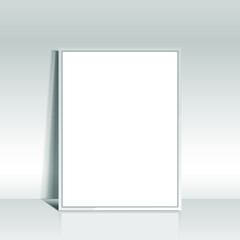 Grey blank picture frame against a wall. 3d rendering