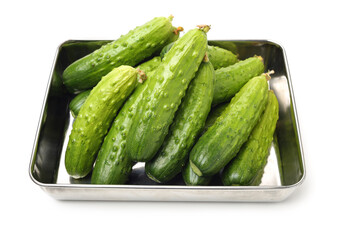 Green cucumber on the white background