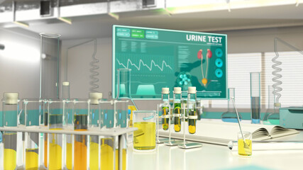 medical urine covid test background, cg medical 3d illustration