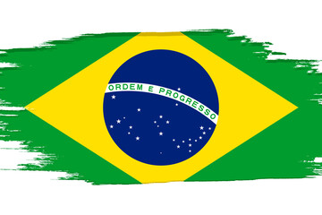 Flag of Brazil, banner with grunge brush