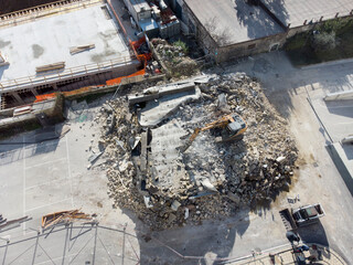 construction site seen from above photographed with drone