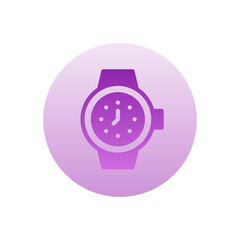 Wristwatch Vector Gradient Round Icon. Hotel and Services Symbol EPS 10 