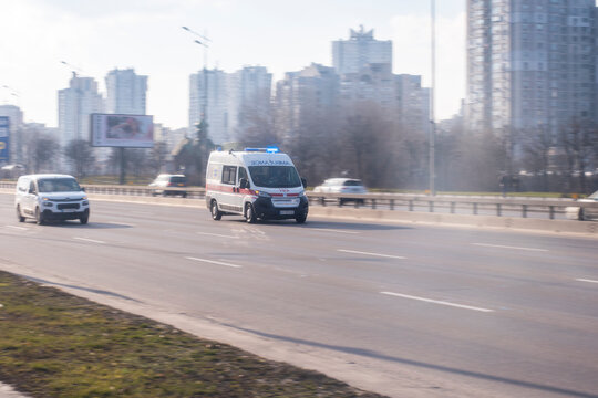 Ukraine, Kyiv - 21 March 2021: Black Citroen Jumpy car moving on the street. Editorial