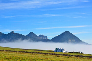 Pieniny Mountains  in the fog and morning light