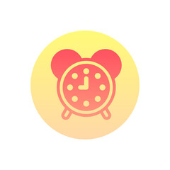 Alarm Clock Vector Gradient Round Icon. Hotel and Services Symbol EPS 10 
