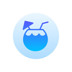 Coconut Drink Vector Gradient Round Icon. Hotel and Services Symbol EPS 10 