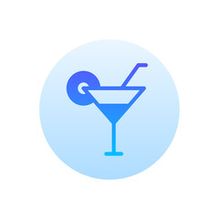 Cocktail Vector Gradient Round Icon. Hotel and Services Symbol EPS 10 