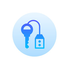 Room Key Vector Gradient Round Icon. Hotel and Services Symbol EPS 10 