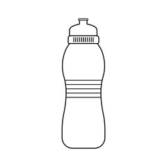 Plastic Fitness Water Bottle, Black Outline Vector Illustration Icon Design, Print, Decoration