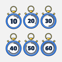set of collection of stopwatch icon illustrations