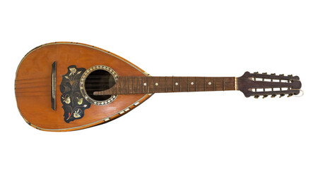 Old mandolin isolated on white