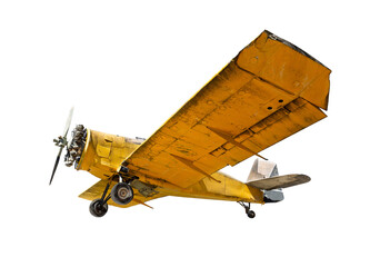 old single-engine plane isolated on white