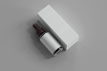 Dropper Bottle with Blank Label 3D Rendering