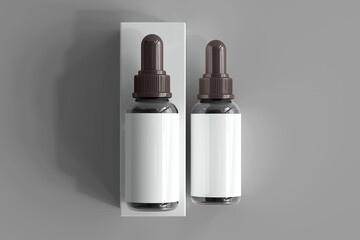 Dropper Bottle with Blank Label 3D Rendering