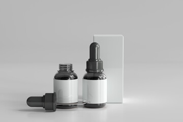 Dropper Bottle with Blank Label 3D Rendering