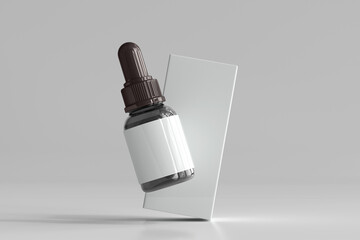 Dropper Bottle with Blank Label 3D Rendering