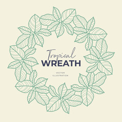 Hand drawn vector round frame. Floral wreath with leaves, berries, branches Decorative elements for design. Ink, vintage and rustic styles.