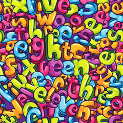 kids numbers words seamless pattern 