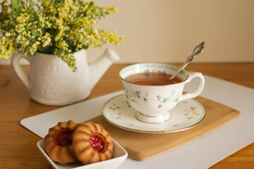 morning cup of tea. relaxed morning. breakfast