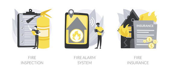 Fire prevention abstract concept vector illustrations.