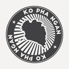 Ko Pha Ngan round logo. Vintage travel badge with the circular name and map of island, vector illustration. Can be used as insignia, logotype, label, sticker or badge of the Ko Pha Ngan.