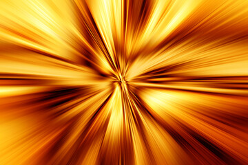 Abstract surface of radial blur zoom brown and gold tones. Abstract golden background with radial, diverging, converging lines.