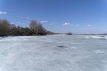 Melting ice on the lake.