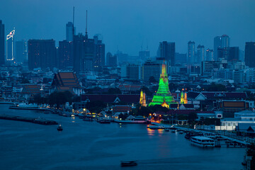Global Greening Programme 2021 In celebration of the National Day of Ireland (St. Patrickâ€™s Day), Wat Arun Temple, on the Chao Phraya River in Bangkok, Thailand