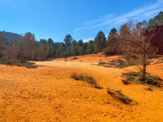 Red land of the Colorado Provencal, an old ocher quarry in Rustrel France