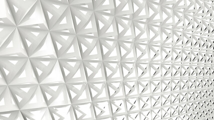 Abstract white triangle geometric shape composition generated in solid color 3d rendering image