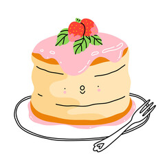 Cartoon fluffy pancake, vector illustration