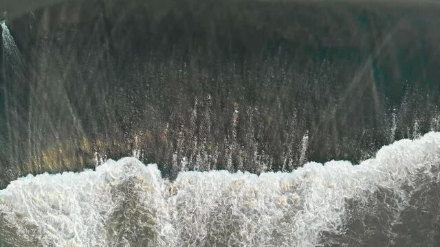 Drone point of view waterfall of Toledo. Castile-La Mancha, Spain