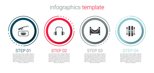 Set Winter fishing, headphones, Skate park and Ski and sticks. Business infographic template. Vector