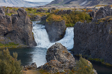 Obraz premium Hjalparfoss waterfall Südürland region of Iceland