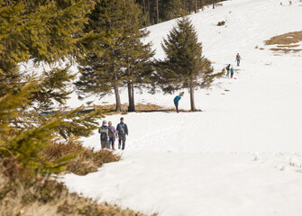 group of hikers in the mountains