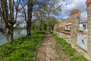 quai du Halage, chemin de randonn&eacute;e, La Seine, Draveil, 91, Essonne