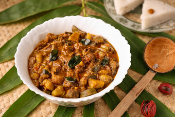 Spicy beef curry Goan style beef vindaloo. Traditional Indian Lamb. beef and kaya curry gravy popular in Kerala Goa India Sri Lanka for Appam, Parotta porotta . Chukhandar gosht. Lankan food