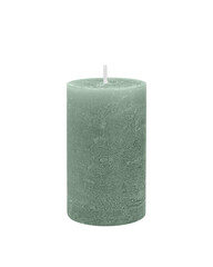 Green decorative candle isolated on white background.                       