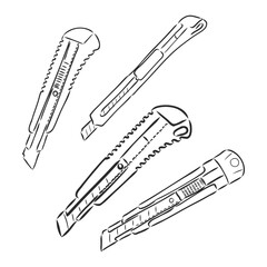 stationery knife grunge icon. penknife vector sketch on a white background