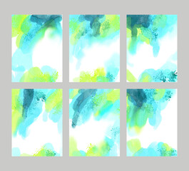 A set of abstract watercolor backgrounds with space for text.