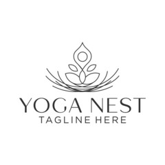 the abstraction logo for the sport of yoga, Yoga is a body and mind sport that focuses on strength, flexibility and breathing for the improvement of mental and physical health.