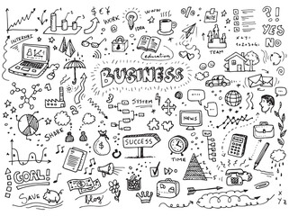 Business doodles vector hand drawn set © katarinalas