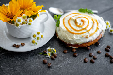 Delicious cinnabon with creamy glaze