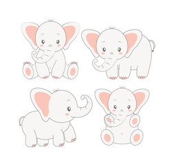 four baby elephants