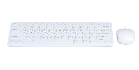 Modern white keyboard with white PC mouse