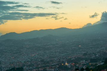 cityscape at dusk Funchal Madeira island