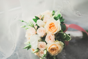 Wonderful luxury wedding bouquet of different flowers